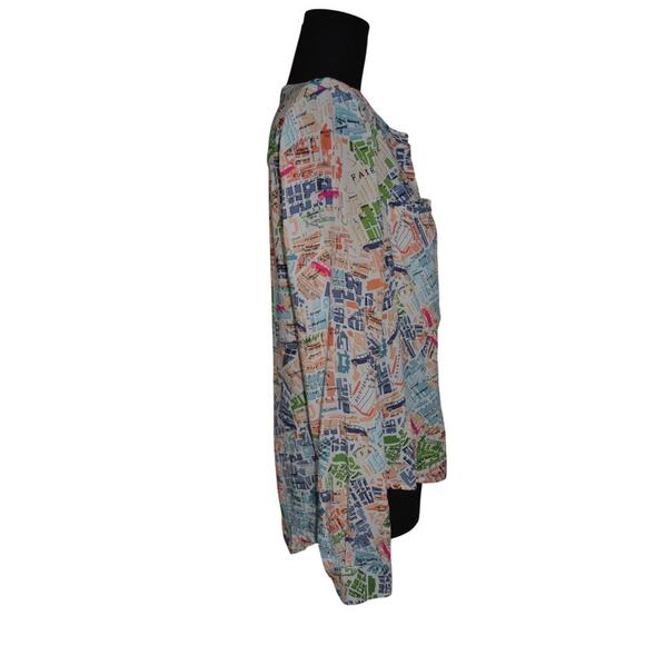 Anthropologie Maeve Cartography London Map Print Shirt Size 2 - Picture 2 of 5
